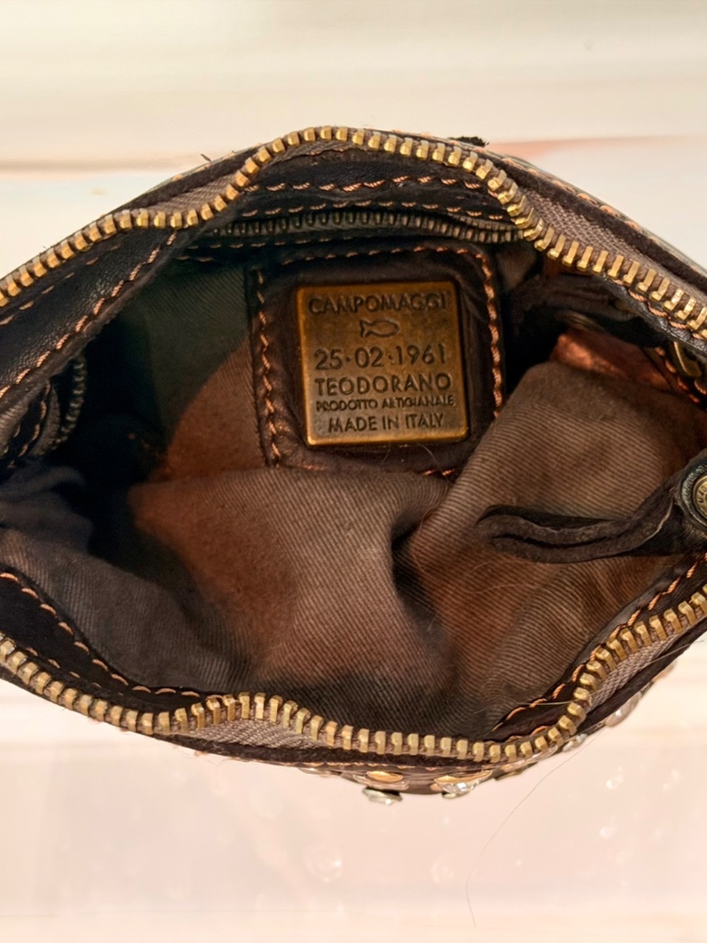 CAMPOMAGGI Italian Studded Leather Purse &Pouch - Picture 8 of 12